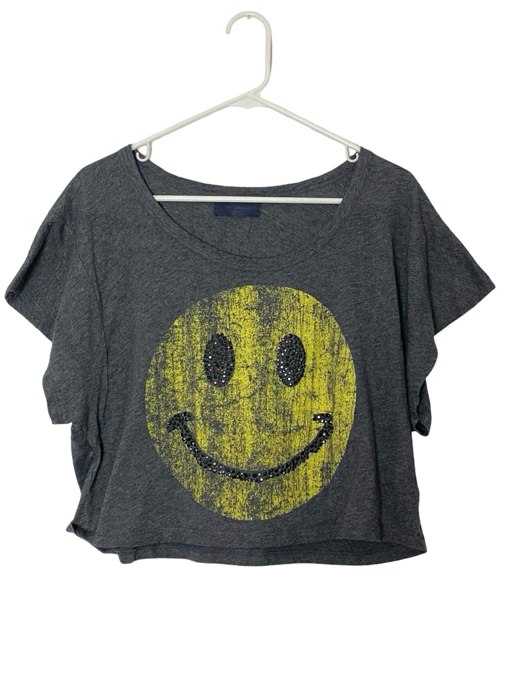 The Classic Cropped Top Tee Womens Size Medium Oversized Crop Glitter Rhinestone